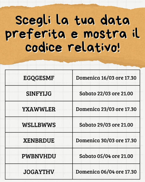 Codici di acquisto biglietti